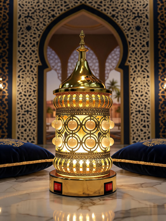 Electric Bakhoor Burner Golden With Lighth